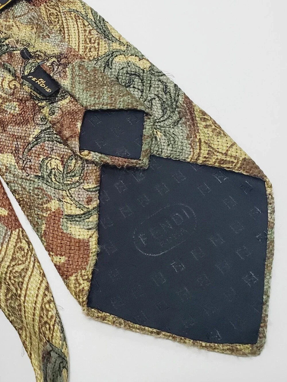 Fendi Men's Italian Silk Neck Tie Multicolor Paisley Pattern 57x3.75